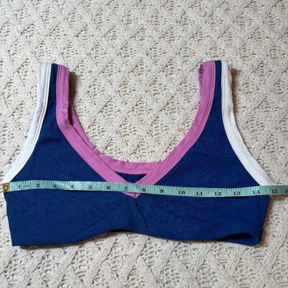 L*Space Colorblock Ribbed Bikini Top‎ Blue Pink White – Women’s Large nwot - Picture 3 of 6